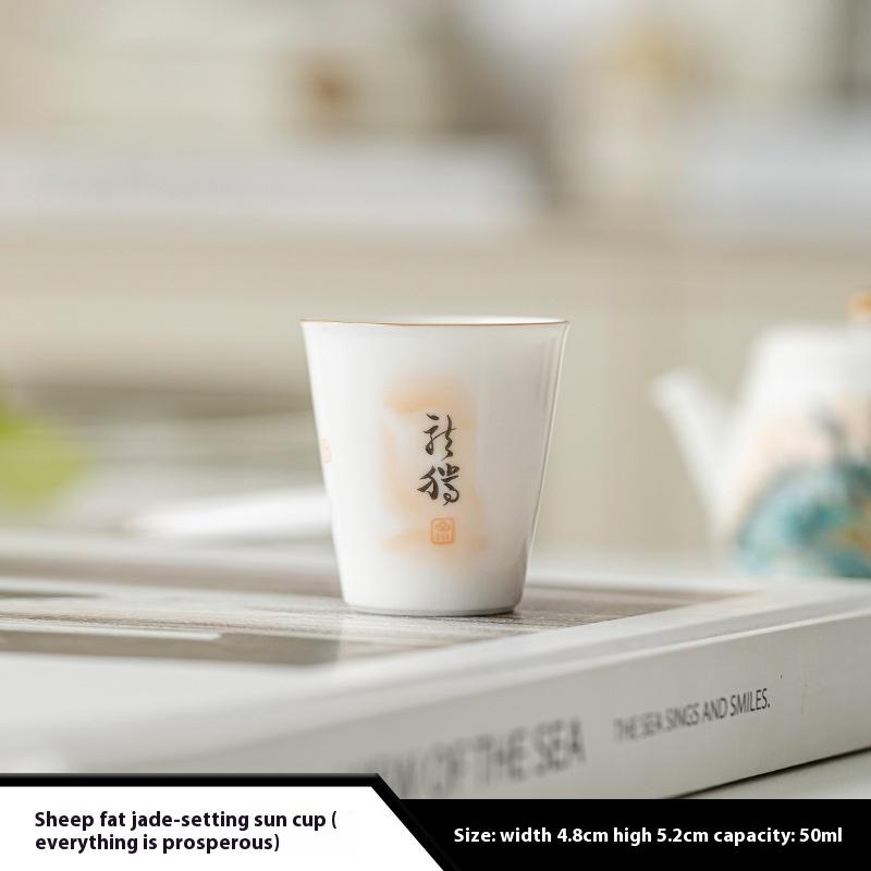 Suet Jade Xieyang Cup All Things Xinglong White Porcelain Tea Cup Ceramic Master Cup Small Teacup 200ml