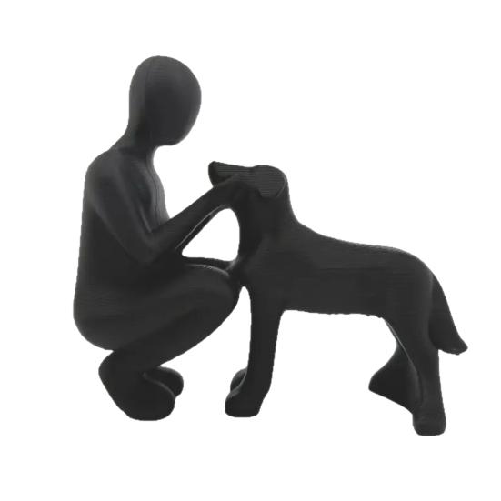 jijijing Dog Sculpture for Home Decor, 3D Printed Man And Figurine, Pet Memorial Gift Loss, Lovers