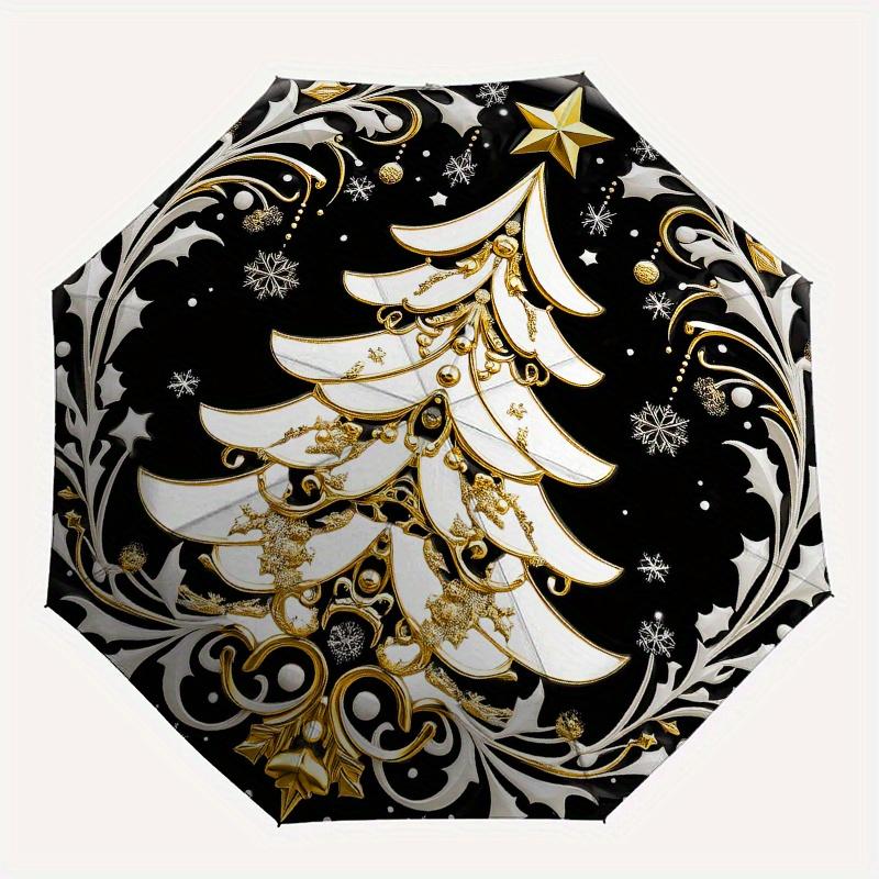 Golden Christmas Tree Ornament: Festive Decor for Your HomeUmbrella, Portable 3-Fold Compact Umbrella,Christmas Gift ES617