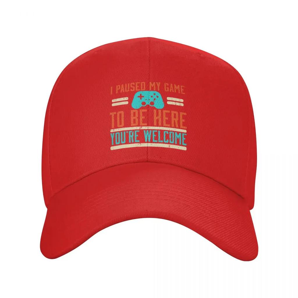 Custom Gamer Paused My Game To Be Here Video Gaming Gift Baseball Cap Hip Hop Women Unisex Adjustable Dad Hat Summer Snapback Caps