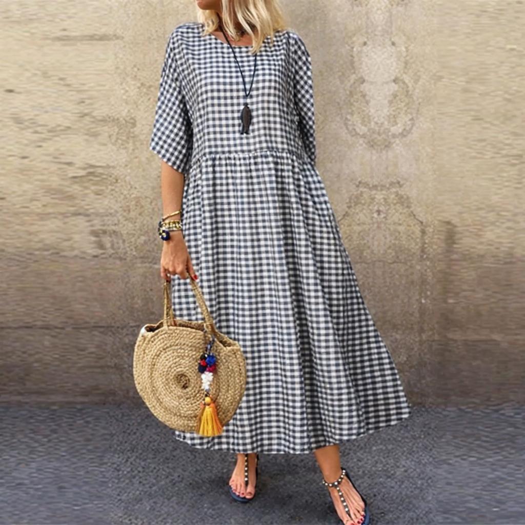 Women's Casual Fashion Plaid Dress