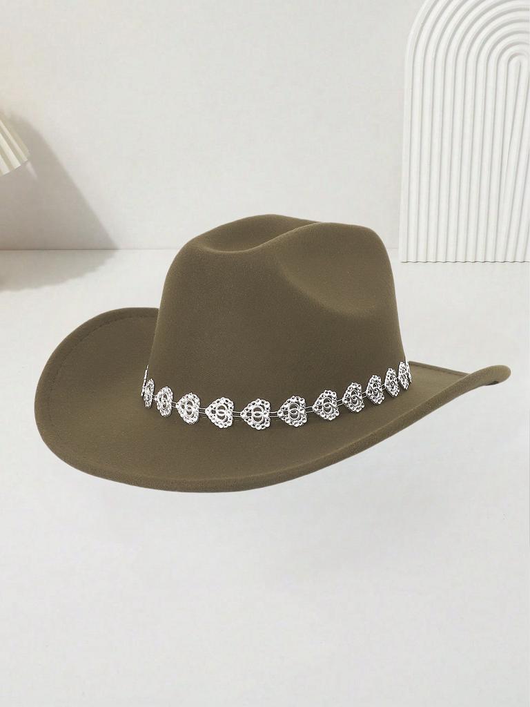 Fashion Versatile Western Cowboy Hat Internet celebrity ins temperament sweet love bright diamond jazz hat