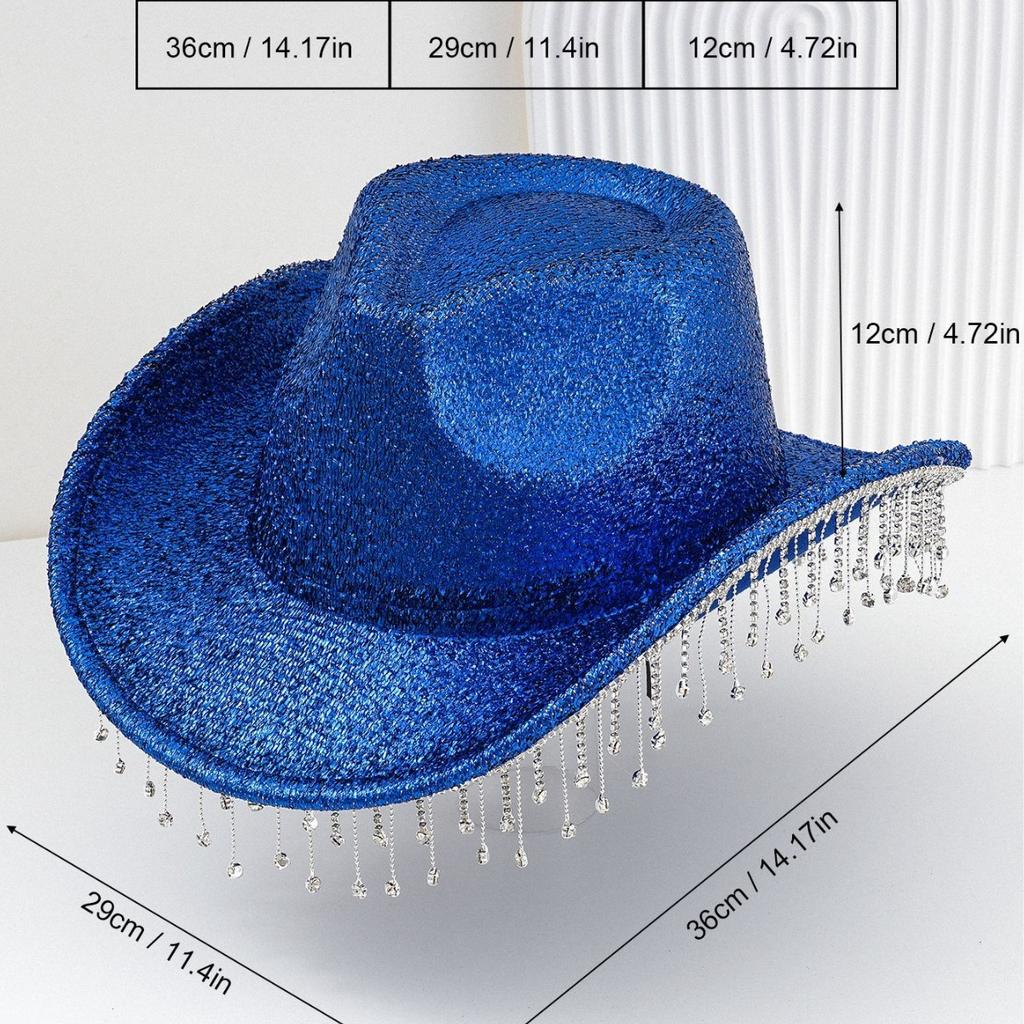 New Men's and Women's Western Cowboy Hats, Big Brim, Fashionable Rhinestones, Fringed Peach Heart Design, Bridal Top Hat, Birthday.