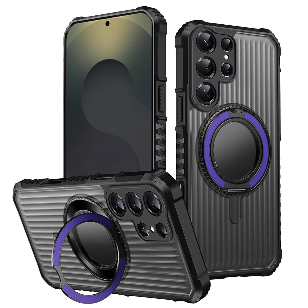 360° Rotate Ring Stand Military Grade Magnetic Case for Samsung S25 S23 S24 FE S22 Ultra Plus S25 Edge A56 A36 A26 Armor Cover