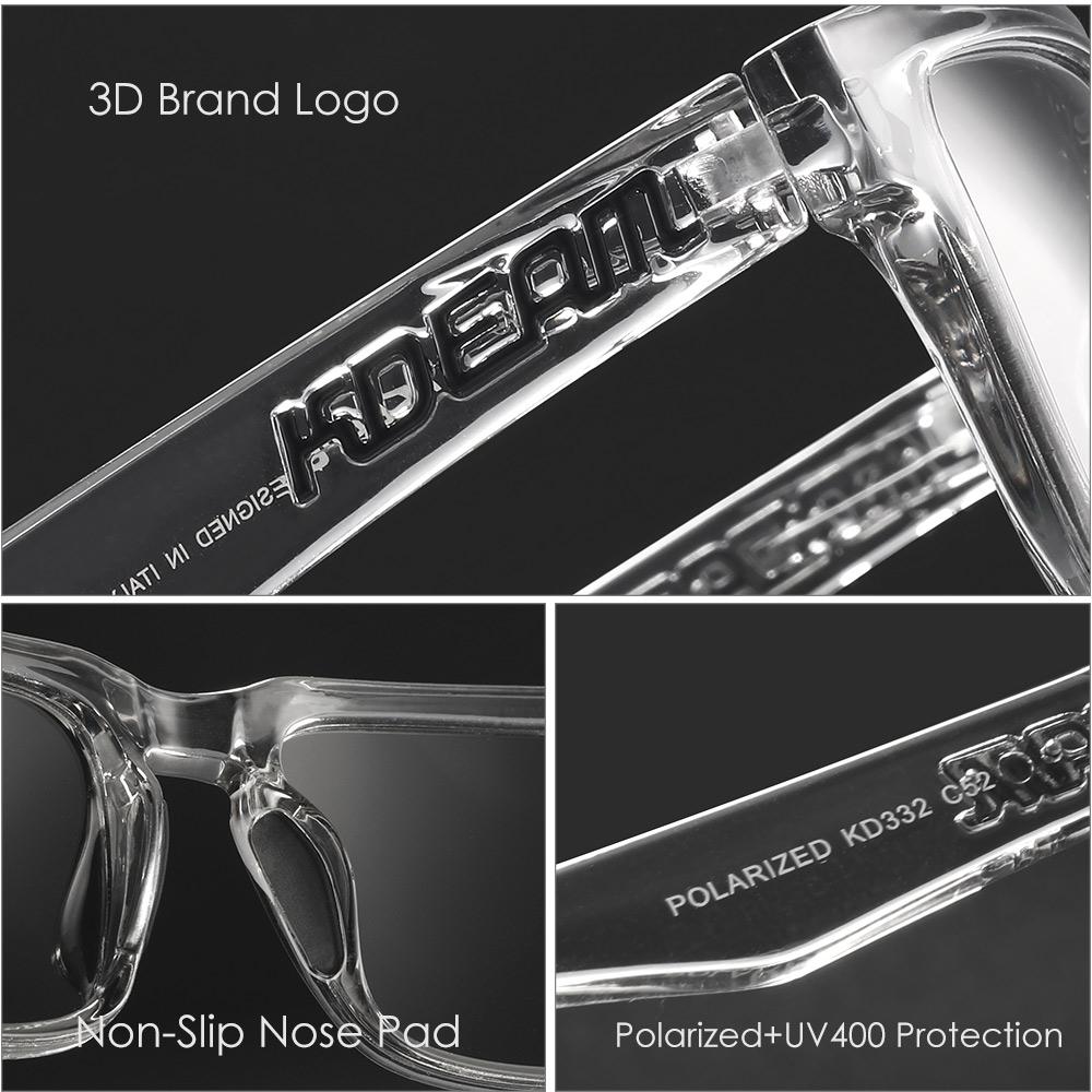 New Color KDEAM Brand Design Men Square Polarized Sunglasses Fashion Women Shades Travel Sun Glasses Reflective Coating Lens