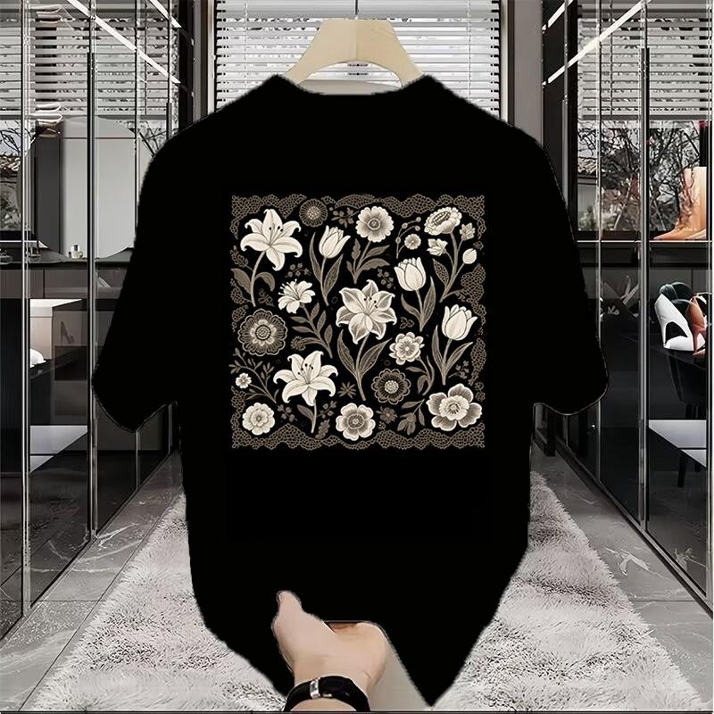 Trendy Floral Pattern T Shirts For Men Summer Fashion Streetwear 3D Printed Hip Hop Tshirts Cool Oversized Breathable Tees Tops