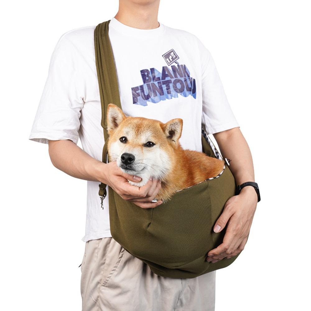 

Однотонная сумка-кроссбоди для собаки, двусторонняя, большой вместимости, сумка-слинг для щенка, складная, с регулируемым плечевым ремнем зелёный