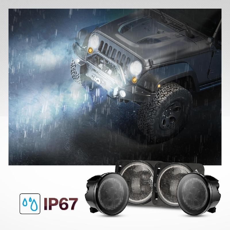 Kit de 2/4 pièces de feux de clignotant LED pour sourcil de roue / indicateur de calandre avant pour Jeep Wrangler JK 2007-2017