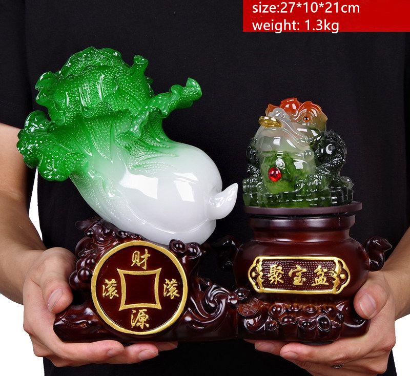 Fortune Jade Cabbage Golden Toad Decoration Treasure Craft Opening Exquisite Crafts Decoration