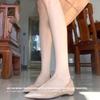 New Spring and Autumn Nude Inner Height Increase Pointed Flat Shoes Women's Shallow Mouth Shoes Versatile Commuter Shoes