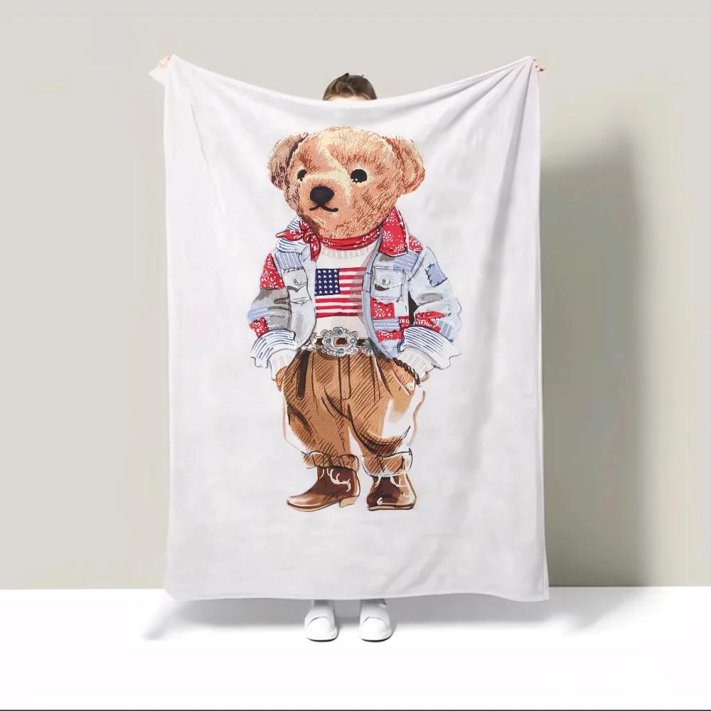 Летнее одеяло для диванов POLO Bears Пушистое дизайнерское одеяло из микрофибры King Size Постельное белье для дома Одеяла для дивана 80x60in