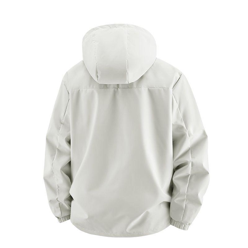Men's Spring/Autumn Lightweight Hooded Workwear Jacket - European Size, Loose Fit, Casual Single-layer