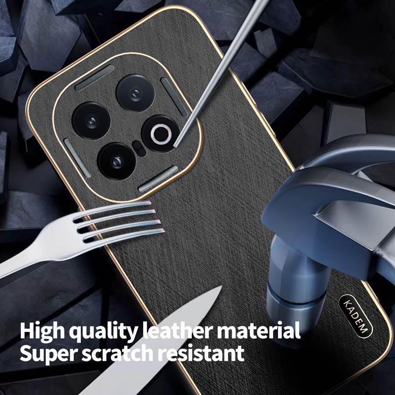 Stripe Thread Texture Leather Back Plating Case For VIVO iQOO 13 12 Pro Anti Fingerprint Anti-Slide Camera Protector Shell