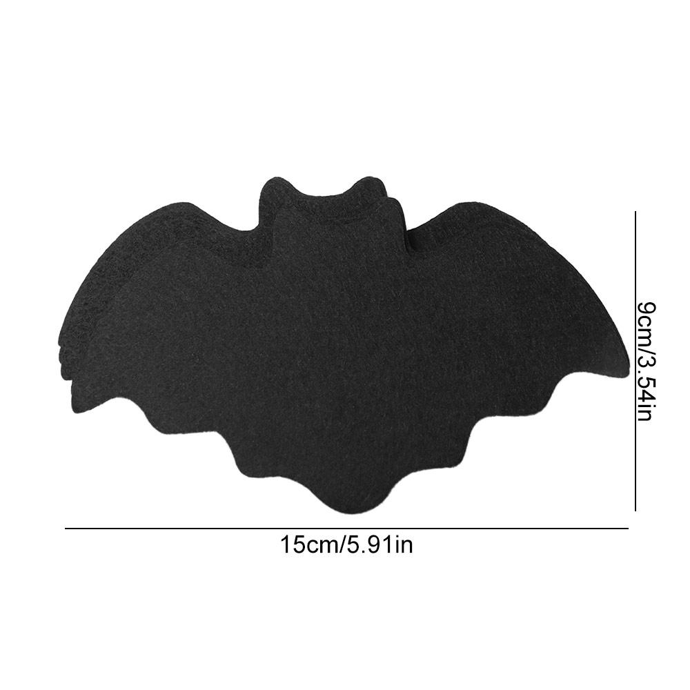 10pcs Durable Black Felt Bat Mat Anti Slip Heat-resistant Halloween Table Mat Gothic Bat Drink Coasters Home Table Decoration