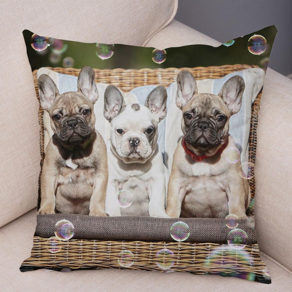 Cute Pet Mini French Bulldog Pillowcase Home Sofa Car Decoration Animal Dog Cushion Cover Printed