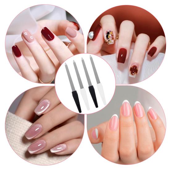 8Pcs Double-sided Metal Nail File with Ergonomic Non-slip Handle Professional Men Women Stainless Steel Gel Acrylic Fingernail File Emery Board