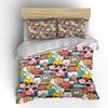 Cartoon Animals And Food Collage Print Bedding Set 1 Duvet Cover 2 Pillowcases For Adult And Children Luxury Gift Full Size