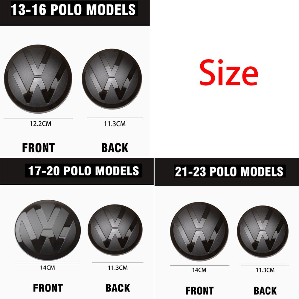 1set Car Front Grill Badges Rear Trunk Emblem Lid Covers Logo Sticker Black White Center Cover For VW POLO 13-16 17-20 21-23 Ph6