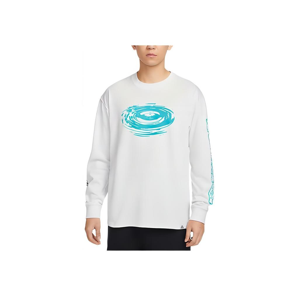 Nike Logo Print Casual Ribbed Crew Neck Comfortable Long Sleeve T-Shirt Men Tops White FV3487-121