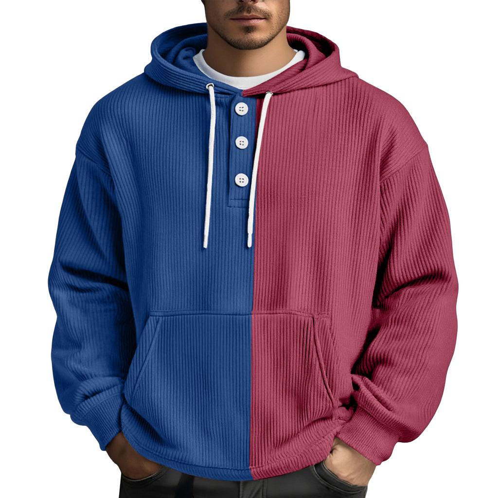 Men's Leisure Loose Three Clicks Color Clashing Hooded Hood Hoodie