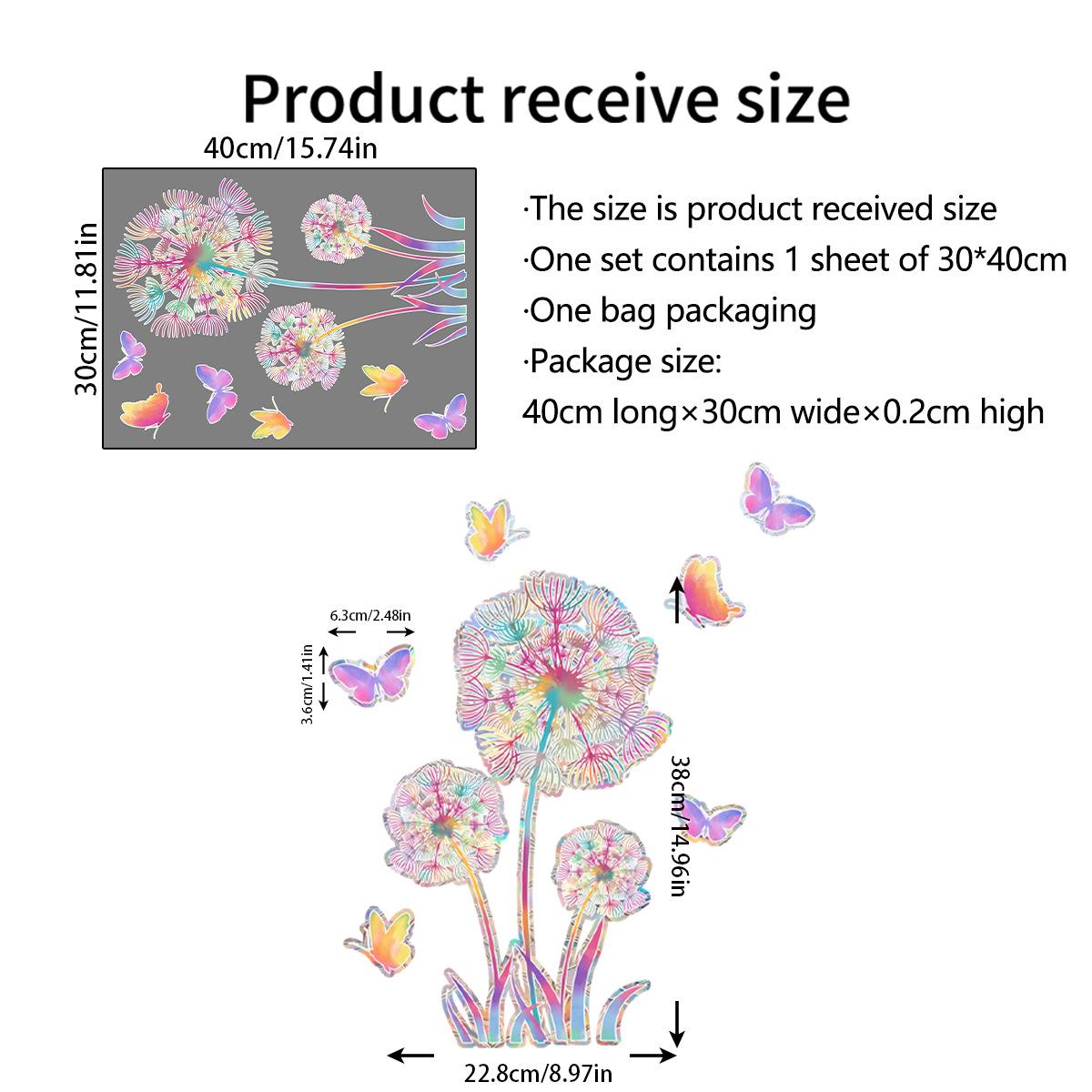 

Rainbow Daisy Dandelion Lotus Mermaid Sunshine Colorful Double Sided Static Sticker Glass Window Sticker Xc