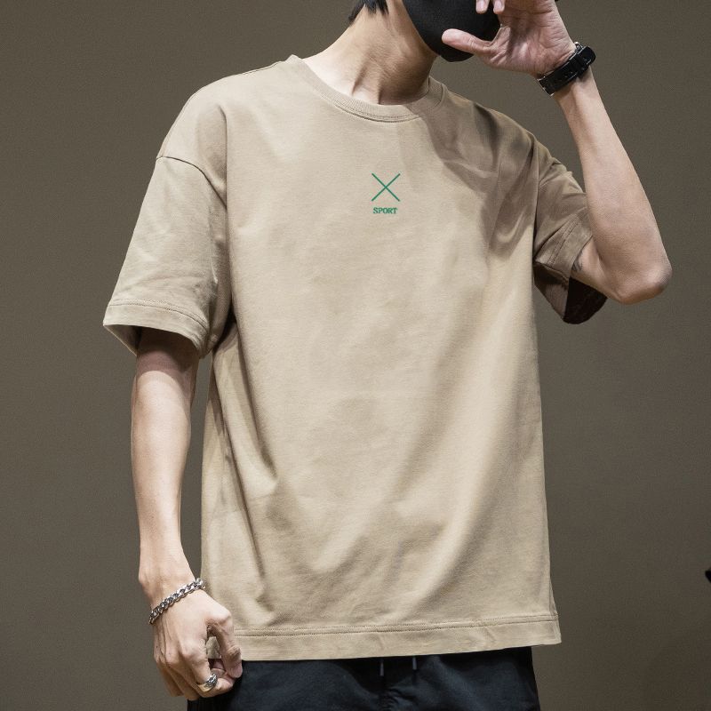 fashion Japanese and Korean summer short sleeved men's fashion brand printed half sleeved t-shirt fashionable trend with loose fit