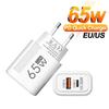 65W GaN USB Charger Fast Charging Type C PD Quick Charger 3.0 Wall Adapter For iPhone Samsung Realme Oneplus Xiaomi EU/US Plug
