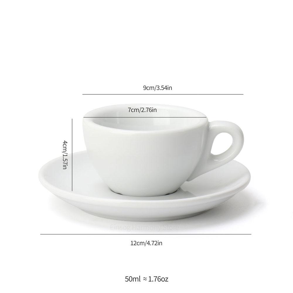 

Минималистичные итальянские керамические чашки для эспрессо с блюдцем и ложкой, чисто белый дизайн, 50 мл, симпатичная кофейная чашка для бариста, кофейная посуда