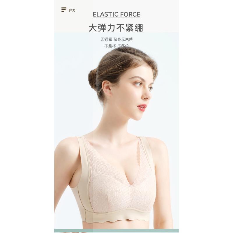 Women Thin Breathable Lace Wireless Comfort Bra For Middle Aged Ladies