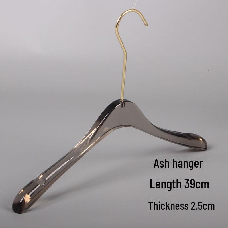 High-end Smoky Gray Transparent Non-Slip Hanger with Gold Flat Hook and Trouser Clip for Women's and Men's Clothing