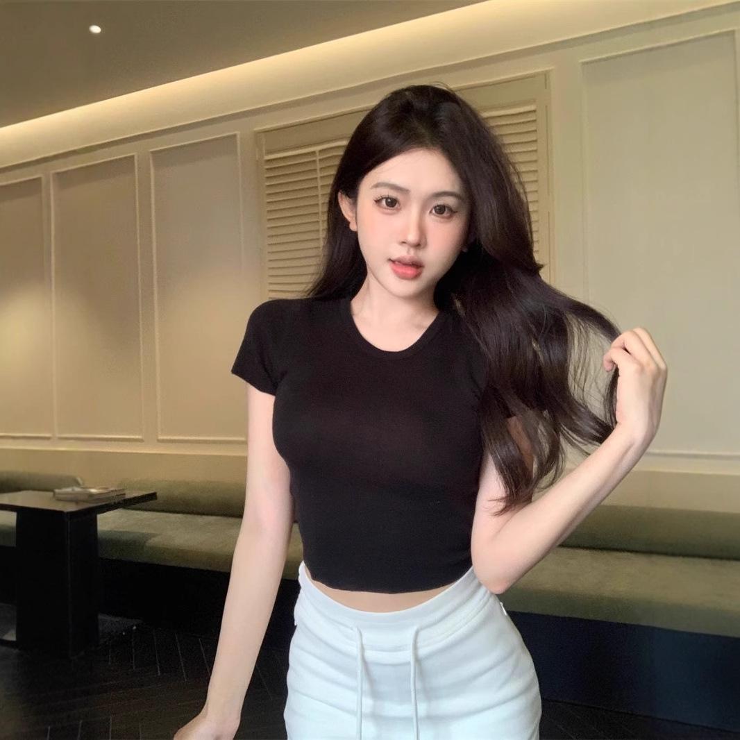 

2025 Women s Summer Slim Fit Back Cutout Tee with Drawstring - Pure & Stylish One Size [Recommended under 125 catty] чёрный