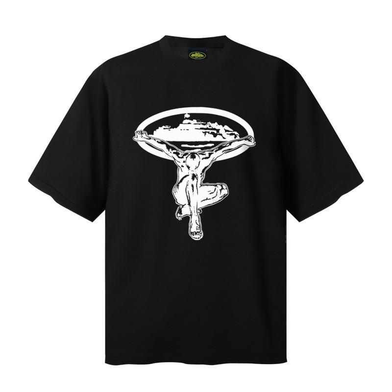 Meichao Alcatraz American Tide Brand Heavy Cotton 260 Short-sleeved T-shirt Men's and Women's Loose Casual and Versatile Summer