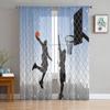 I Love Basketball Player Black Sheer Curtains for Living Room Modern Voile Curtain Bedroom Tulle Curtains Window Drapes Decor