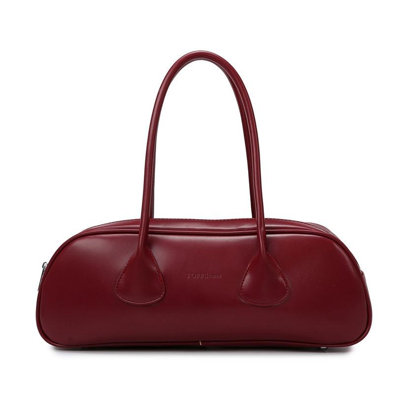 

2025 Осень Зима Новая Мода Повседневные Сумки Высокое Качество ПУ Сумка-Багет Простая Однотонная Сумка Под Мышку Большая Вместимость Женская Сумка на Плечо для Поездок на Работу красный