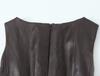 2026 Spring Leather Effect Belted Top & High-Waisted Slim Midi Skirt Set