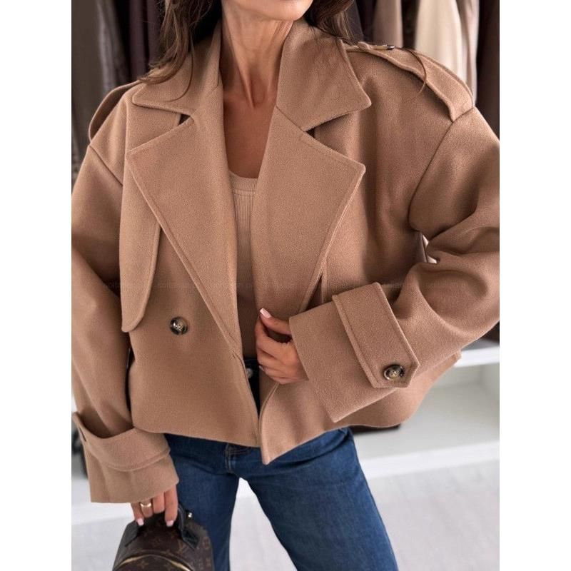 Fashion Style Fall and Winter Female Short Woolen Coat Loose Casual Stylish Niche Style Short Cardigan Jacket Tops