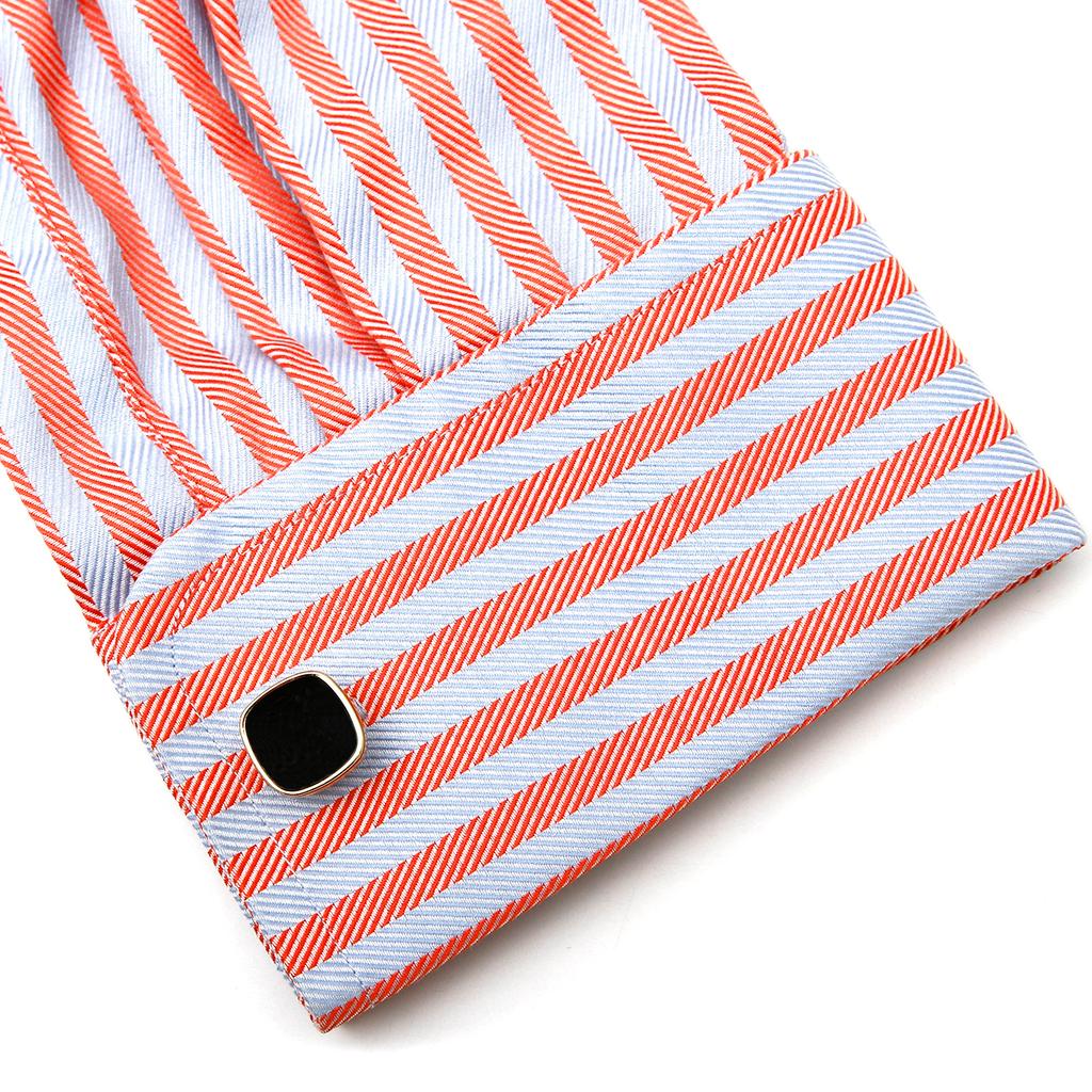 Men's cufflinks, classic simplicity inlaid with black square shirt buttons, cross-border jewelry 1 pair of spot wholesale delivery