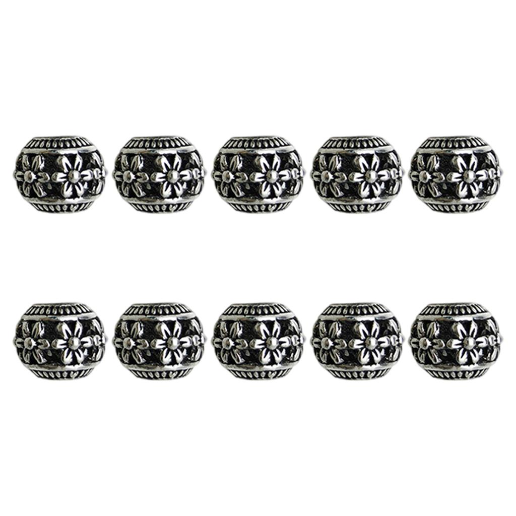 10pcs Tibetan Style Large Hole Spacer Beads Antique Silver for DIY Jewellery Making and Crafting Projects