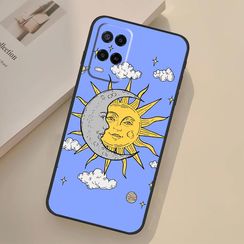 Sun Moon Aesthetic Case For Oppo A76 A96 A16 A17 A18 A60 A80 A40 A38 A58 A78 A98 A94 A74 A54 A15 A57 A77 A5 Pro