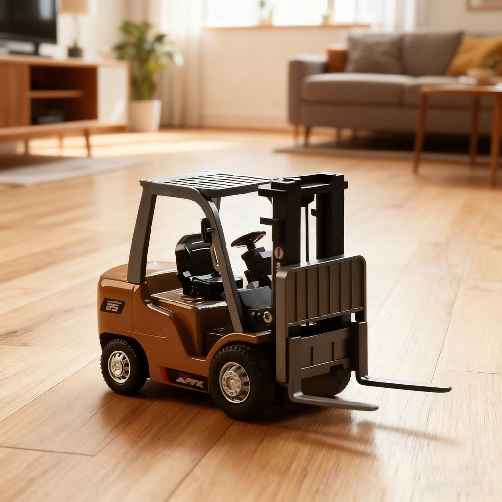 1/64 Remote-Controlled Alloy Forklift Engineering Vehicle Tabletop Toy Model Collection Gift For Boy Exquisite Birthday Gift