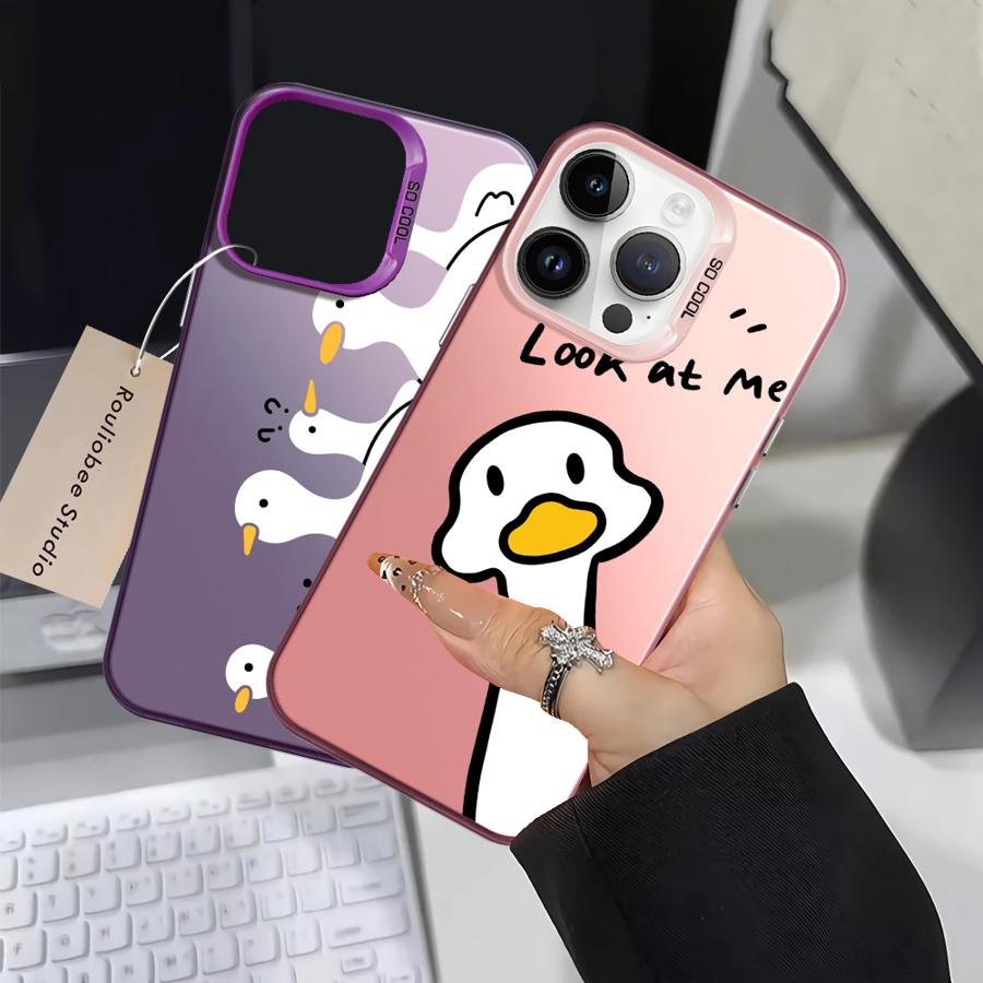 Case for iPhone 17 Pro Max XS 15 Plus 13 Pro 16 12 Air 14 11 XR Back Phone Cover Cute Duck