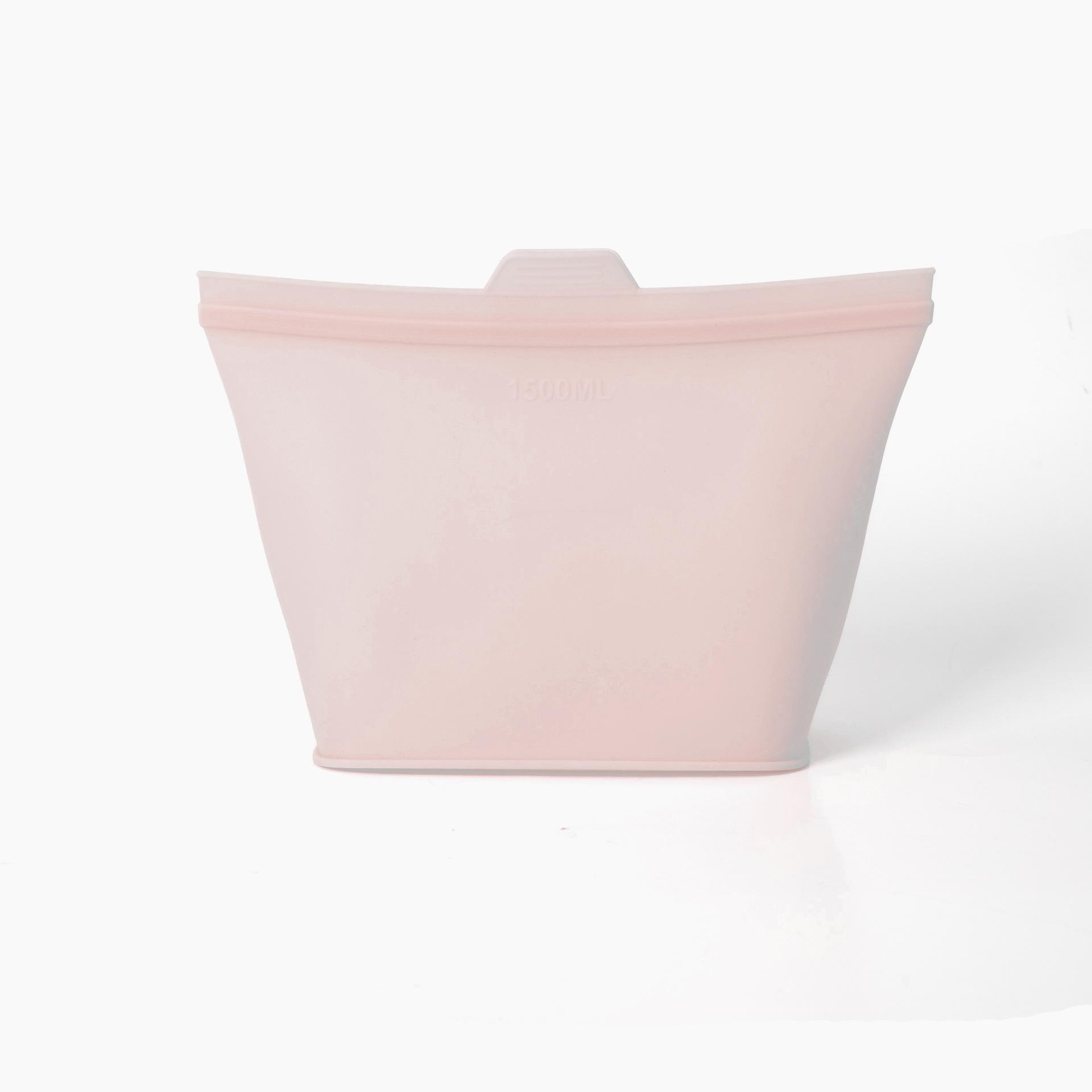 

5Pc 500ml/1000ml/1500ml Silicone food storage bag reusable self-supporting zipper bag leakproof container fresh-keeping bag food 5pcs&500ml рожевий
