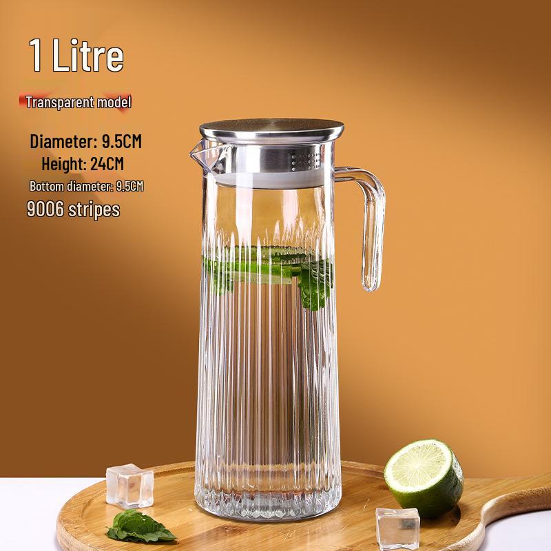 Commercial Cold Water Striped Acrylic Pitcher - Durable and Drop-Proof for Juice, Tea, Water, or Lemonade.