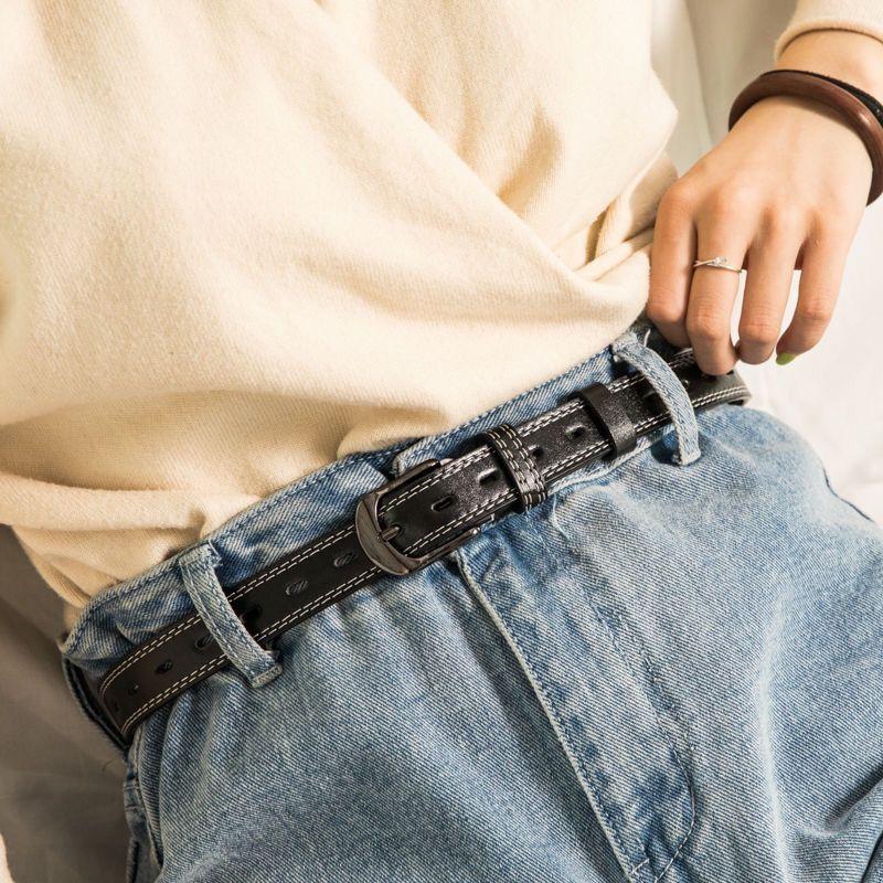 

Cutout Elegant Metal Womens Belt In Black White Burgundy And Khaki Colors Oval Hole Black