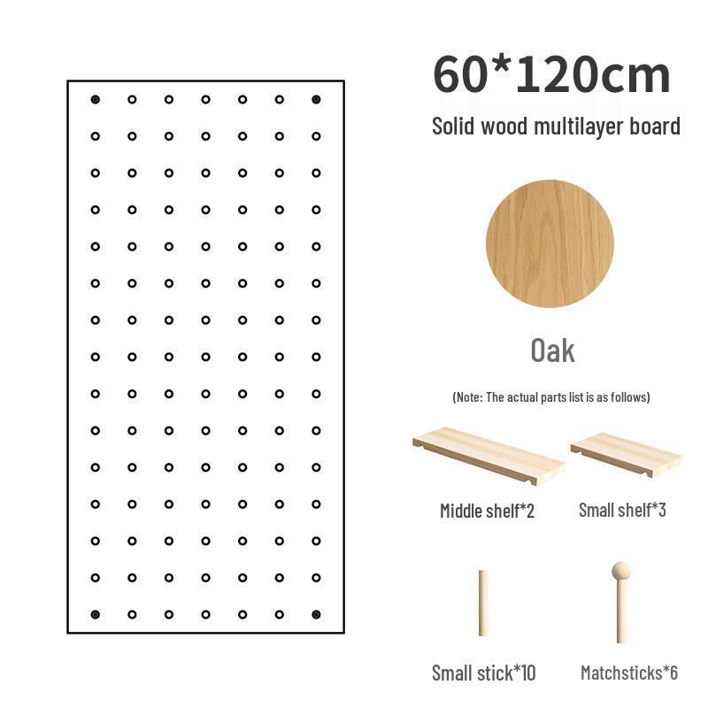 Solid Wood Pegboard Rack: Wall-Mounted & Desktop Storage Display for Entrance Hallway