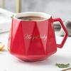 Creative Diamond Shape Ceramic Mugs Light Luxury Breakfast Milk Coffee Cup Personalized Geometric Tea Cups Couple Gift Drinkware