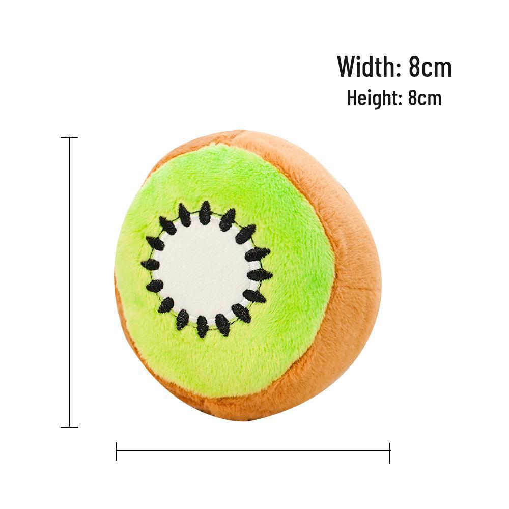 Peluche Bulldog Francese con Palla Squeaky e Giocattolo con Corda per Gatti e Gattini - Resistente al Morso, Design Cartoon Frutta