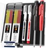STAGEEK Architectural Mechanical Set of with Leads Marking Yellow Pencil, 2.8mm, 2, 3-Color (24 Leads), Heavy-Duty, Carpenter's, (Black, Red, Refills)