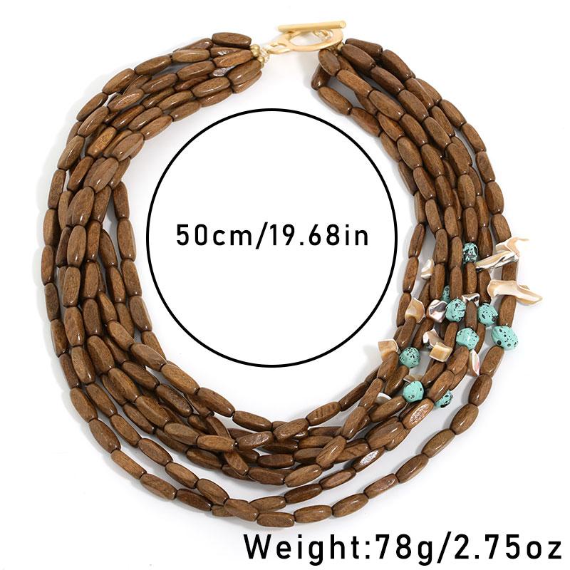 Collana in Perline di Legno Stile Bohemien per Donna Ragazza Gioielli per Matrimonio Festa