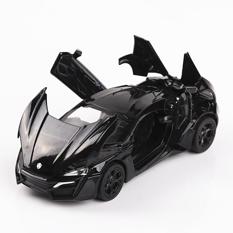 White Red Blue Black Alloy Fast And Furious Lykan Dubai Super Car 132 Scale Model Music Sound Racing Toy
